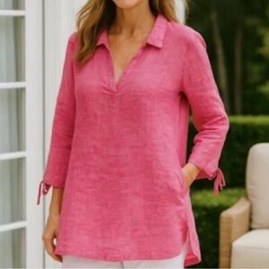 Isaac Mizrahi Pink Linen Shirt